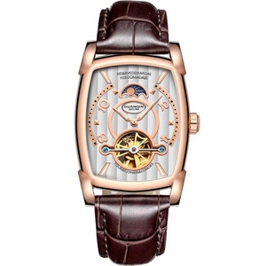 GUANQIN GJ16108 Orologio da Uomo con <span class=keywords><strong>Quadrante</strong></span> <span class=keywords><strong>Quadrato</strong></span> Traforato, Movimento Meccanico Automatico, Cinturino in Pelle, Fasi Lunari, Orologio Formale - Product Image 4