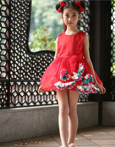Apliques de flores de los niños <span class=keywords><strong>boutique</strong></span> rojo/ropa blanca - Product Image 1