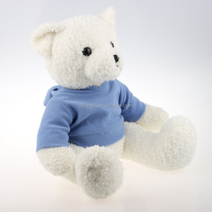 Orsacchiotto Bianco Carino con Felpa Blu, Morbido Peluche Orso Polare, Regalo di Compleanno per Bambini e Bambine - Product Image 3