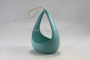 China artesanía <span class=keywords><strong>de</strong></span> cerámica cesta forma porcelana <span class=keywords><strong>colgar</strong></span> floreros <span class=keywords><strong>macetas</strong></span> al por mayor - Product Image 3