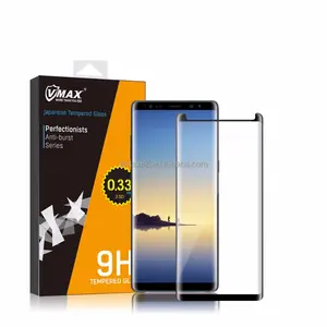 Sıcak!!! Vmax 3D Kavisli Kenar Tam Kapak Temperli Cam Ekran Koruyucu için Samsung Galaxy Note 8