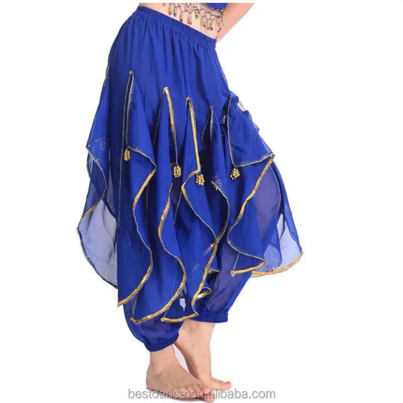 กางเกงฮาเร็มผ้าชีฟองสำหรับเต้นรำแบบอินเดียกางเกงฮาเร็มผู้หญิงเด็กผู้หญิง