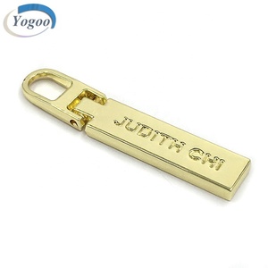 Poignées zippées en or plaqué de haute qualité Nom de marque personnalisé Logo en métal Extracteur de fermeture éclair pour vêtements/sac - Product Image 2