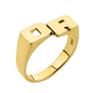 Shangjie Block Letter Personalized 14k Gold <strong>Name</strong> <strong>Ring</strong> Custom <strong>Rings</strong> - Product Image 2