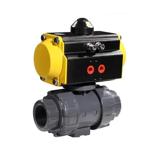 Plastic PVC Pneumatic Ball Valve Double Union Air Control Ball Valve with Pneumatic Actuator