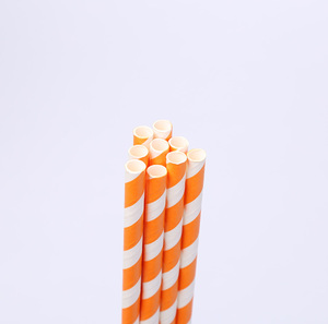 6 millimetri Resistente All'acqua di Carta Arancione Bianco Stripe <span class=keywords><strong>Cocktail</strong></span> Bere <span class=keywords><strong>Cannucce</strong></span> - Product Image 4