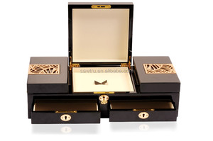 Joyería de lujo de almacenamiento de embalaje caja de madera de pino para <span class=keywords><strong>el</strong></span> anillo y collar - Product Image 6