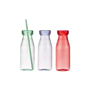 350ML bpa free plastic milk botte kids water bottle with straw