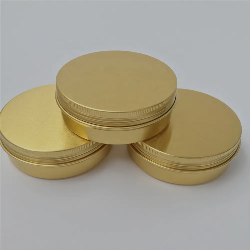 120ml Empty Round Gold Aluminum Cosmetic Cream Jars Tea Storage Box Container