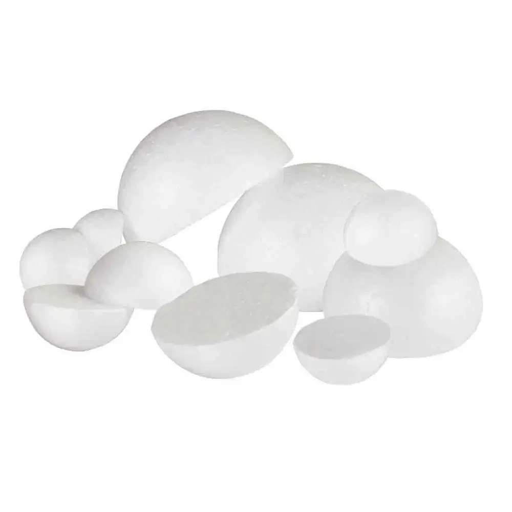 Lisse en gros vierge EPS bricolage rond blanc rond mousse boules de polystyrène artisanat projet sphères demi boules en polystyrène