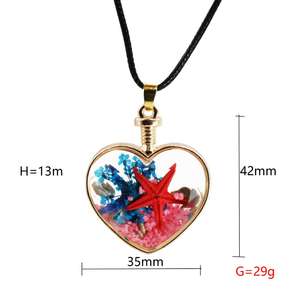 עיצוב אחרון, שרשרת לב זכוכית שקוף פרח יבש, שרשרת טרריום זכוכית מחוצה תכשיטים פרח יבש - Product Image 3