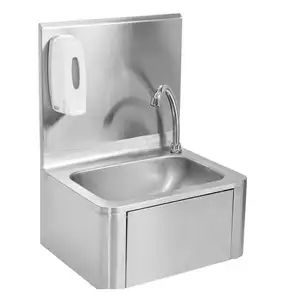 stainless steel knee operate hand free wash hand basin