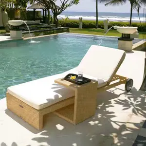 Furnitur Luar Ruangan Kursi Matahari Tempat Tidur Matahari Pantai Rotan Kolam Renang