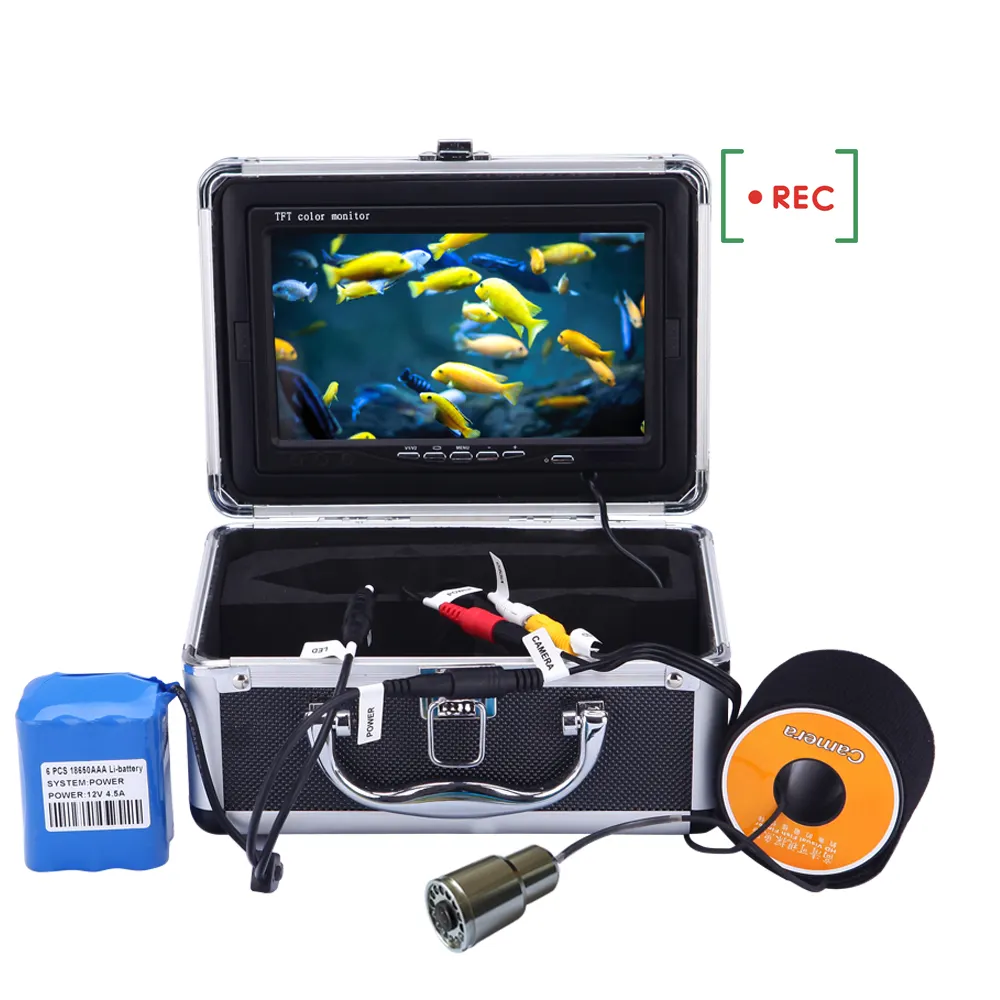 703 Fish Finder DVR Record 15M HD 1000TVL Underwater Fishing Video Camera 7" LCD Monitor 4500 mAh Battery 12 White LEDs