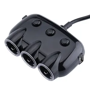 Isqueiro do cigarro do carro macho para fêmea Conector rápido de carregamento rápido Cigar Cable Usb Car Charger 3 em 1 PVC ABS moderno 2-3 Pcs