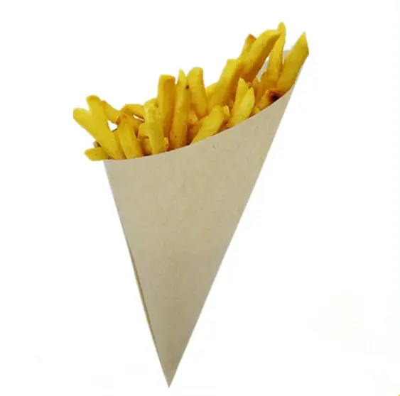 Cônes d'emballage alimentaire en papier, pour frites et crêpe, 1 pièce