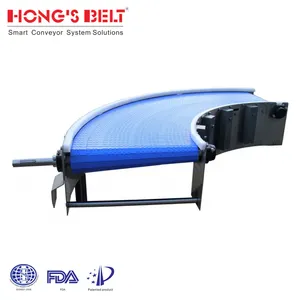 HS-2000A Food And Logistics Industry Modular Belt Flat Plate 45 90 180 Degree Turning Curved Conveyor