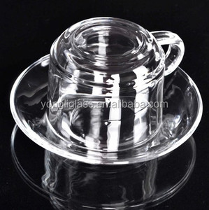 Tazza di <span class=keywords><strong>vetro</strong></span> di <span class=keywords><strong>caffè</strong></span> di alta qualità e <span class=keywords><strong>piattino</strong></span> set personalizzato logo tea glass <span class=keywords><strong>con</strong></span> manico bicchieri - Product Image 2