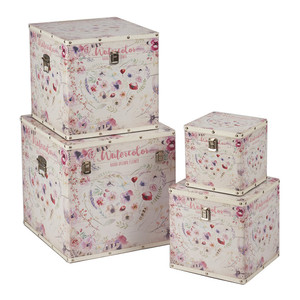 Customize flower design square large wooden trunk box