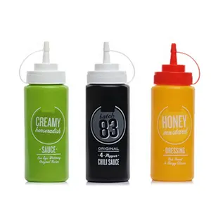 500ml 1L BPA Free Empty Squeeze Bottle Dispenser 16oz Food Grade Plastic Squeeze Sauce Bottle for ketchup,Chili, tomato,BBQ