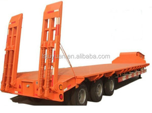 Produsen Tiongkok 4 AS Truk Tempat Tidur Rendah Trailer 80T Truk Loader Berat Trailer Tri Axle Lowboy Semi Truk Trailer - Product Image 5