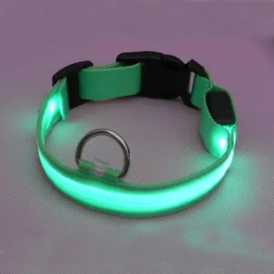 Collar LED de nailon para mascotas, correa de seguridad para perros con brillo en la oscuridad, fluorescente y luminoso, suministros para mascotas
