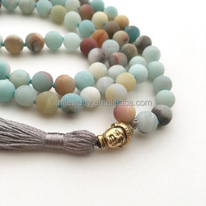 <span class=keywords><strong>Collana</strong></span> di Mala con perline 108 personalizzata 8mm Amazonite opaca a mano con motivo a sfera alla moda buddista stile bohémien - Product Image 3