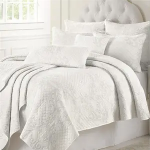Solid Color Cotton Emboidery Quilt <strong>Patchwork</strong> <strong>Bedspread</strong> - Product Image 1