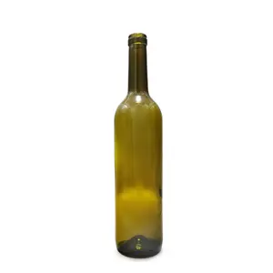 Лидер продаж, низкая цена, прозрачная зеленая круглая пустая бордовая винная бутылка 750 мл, дешевые стеклянные винные бутылки на заказ с пробкой для продажи