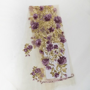 Vải Ren Ghana Màu Xanh Đậm Thêu Hoa Đám Cưới Lấp Lánh Châu Phi Chất Lượng Cao - Product Image 3