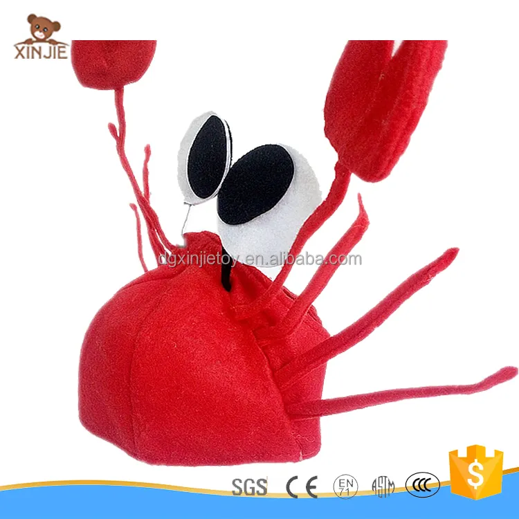 Pas cher rouge peluche crabe chapeau