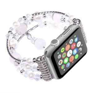 Élastique Stretch Pour iWatch Sangle Bande De Remplacement Faux <span class=keywords><strong>Perle</strong></span> Naturel Agate Pierre <span class=keywords><strong>Bracelet</strong></span> pour <span class=keywords><strong>Apple</strong></span> Montre 1 2 3 - Product Image 2