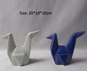 אוריגמי ציפור מנוף חרס, קרמיקה אוריגמי קריין, לבן קרמיקה ציפור - Product Image 2