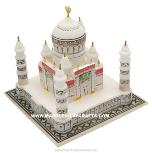 Đẹp tinh khiết bằng đá cẩm thạch trắng tajmahal mô hình với bốn tháp và Ngôi Mộ màu trắng cho trang trí của nhà văn phòng công ty và cho món quà - Product Image 1