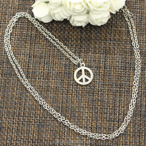 Joyería de moda collar símbolo de paz colgante collar antiguo plata para <span class=keywords><strong>el</strong></span> regalo - Product Image 3