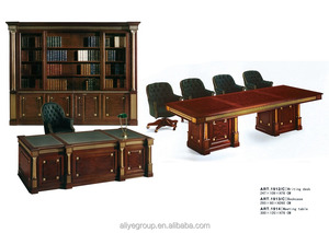 ART1912- ชุดเฟอร์นิเจอร์บ้านหรูหรา โต๊ะทำงานและตู้หนังสือ ไม้มะฮอกกานีโบราณ สำหรับโฮมออฟฟิศ ทำจากไม้เนื้อแข็ง - Product Image 5