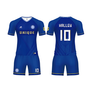 Ultima squadra di calcio blu abbigliamento sportivo da uomo maglia da calcio nome sublimato personalizza la tua maglia da calcio - Product Image 1