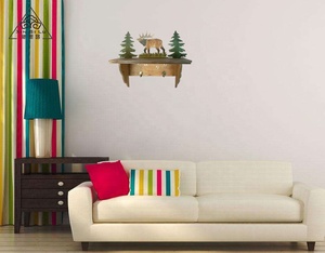 XinSiLu DWH-001 Porte-manteau mural décoratif en bois en forme de renne, design rustique - Product Image 2