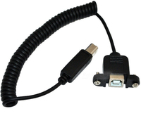 OEM ODM personalizado fábrica resorte en espiral USB tipo C a USB tipo B hembra montaje en panel cable de bloqueo