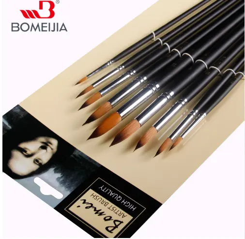 BOMEIJIA New Products 9pcs Long Handle Nylon Watercolor Paint Brushes Gouache Acrylic Painting Brush Pen Art Supplies