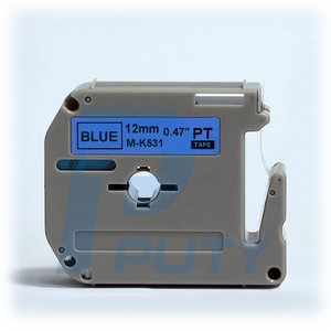 Puty Venta caliente cinta compatible <span class=keywords><strong>P</strong></span> <span class=keywords><strong>Touch</strong></span> diseño etiquetas <span class=keywords><strong>12mm</strong></span> negro en azul compatible M-k531 cassette - Product Image 1