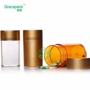 Empty plastic pill amber container medicine vitamin capsule supplements plastic PET capsule bottle