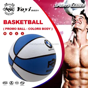 2 colors ( white and blue ) promotion use nature rubber basketball size 5 500gram for EURO AUTOMOTOR brand market