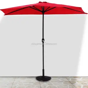 Ombrellone da 9 piedi a metà giro per esterni da giardino con ombrellone e manovella