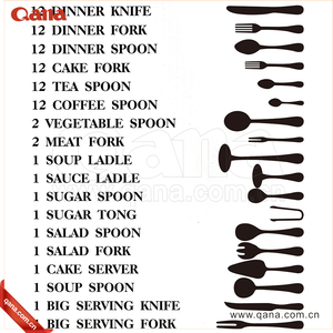 QANA Thương Hiệu Gỗ/Da Trường Hợp Thép Không Gỉ 86 Cái Bộ Dao Kéo Với Tất Cả Các Loại Muỗng, Nĩa, Dao - Product Image 4