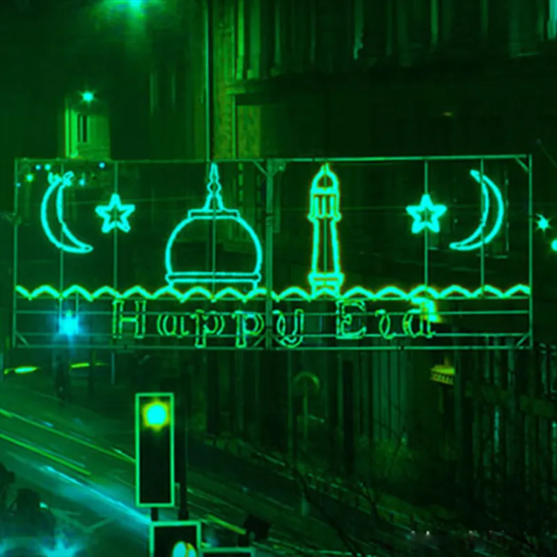 Hot Eid Mubarak decorazioni ramadan motivo luce per pole street decoration