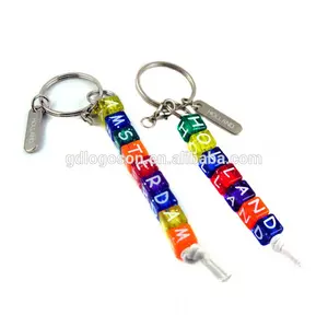 אמסטרדם הולנד Keychain מחזיק מפתחות מכתב האלפבית חרוזים פלסטיק מכתב אמסטרדם מזכרות