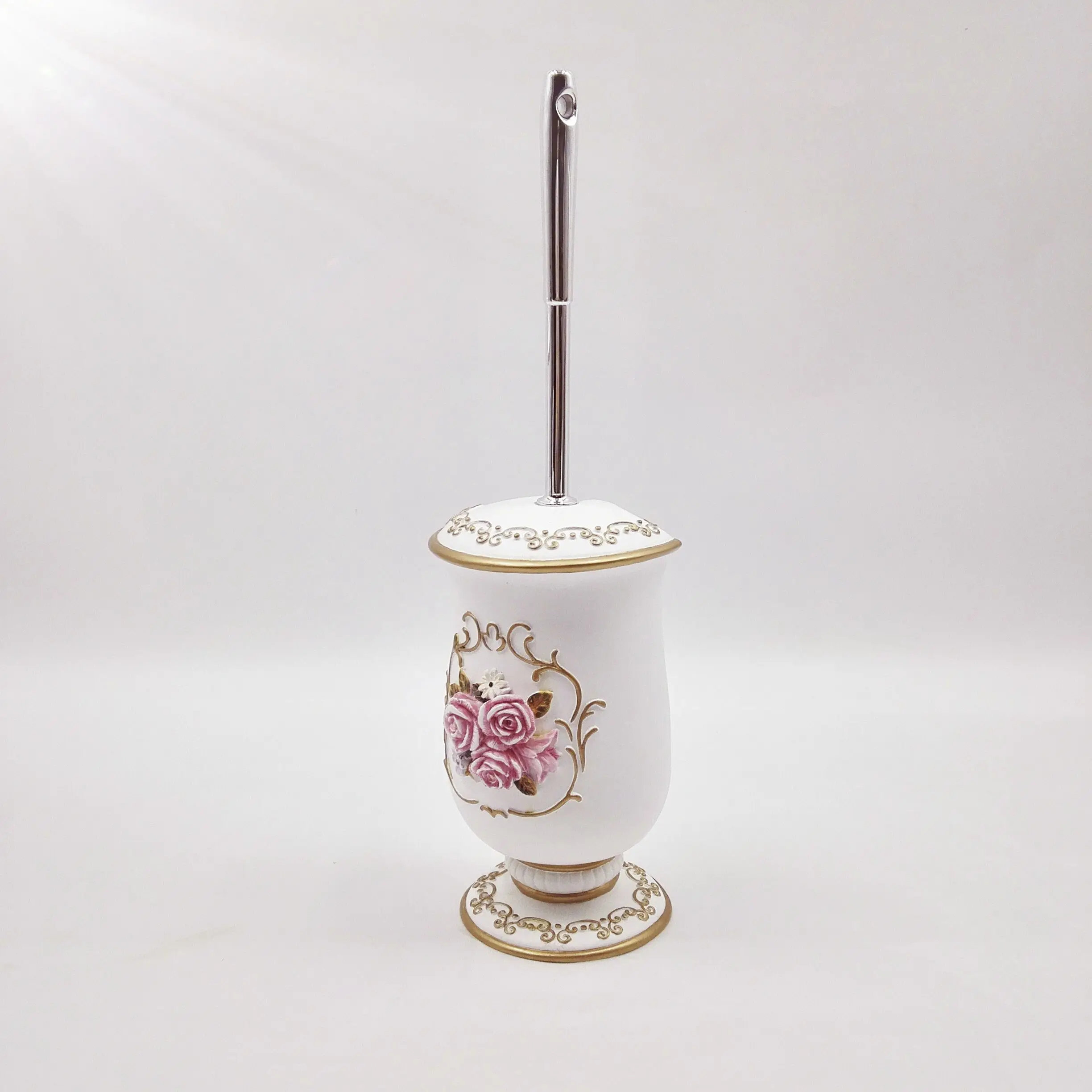 Ceramic Pink Flower Toilet brush holder Bathroom Accessories Set for home collection