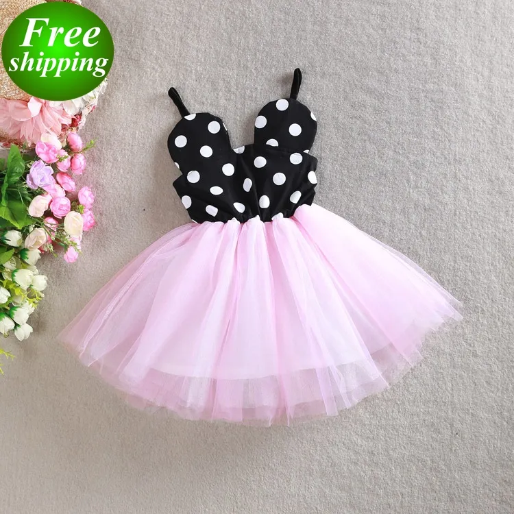 Custom Factory Lieferant Sommer Mädchen Punkt Kleider Kinder Polka Tutus Prinzessin Kleid