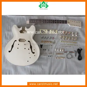 Kit de guitarra elétrica com 12 cordas, corpo oco, diy